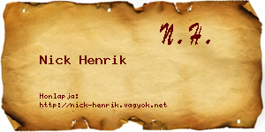 Nick Henrik névjegykártya